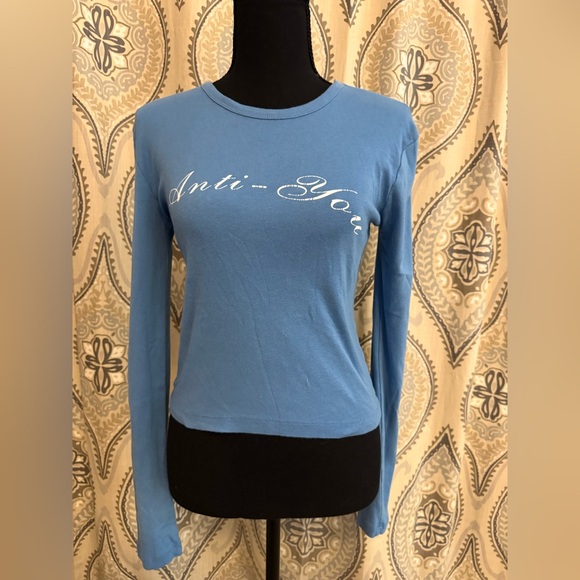 Urban Outfitters Blue 'Anti-You' Long Sleeve Tee - Picture 1 of 7